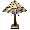 Homeroots 23 in. Stained Glass Two Light Mission Style Table Lamp, Cream & Blue 478155